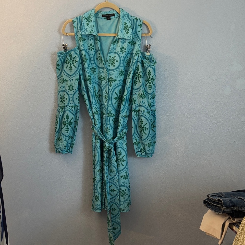 Elegant Blue Patterned Women's Dress